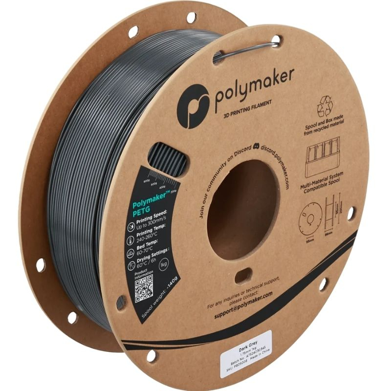 Polymaker PETG Cinza Escuro - 1,75mm - 1kg