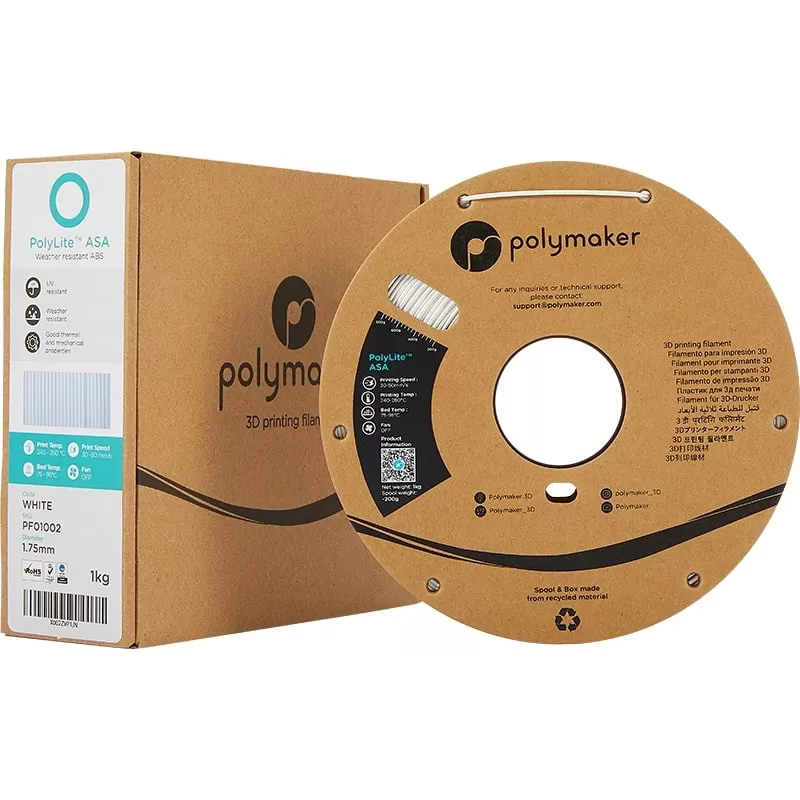 Packaging PolyLite ASA Blanc - 1.75mm - 1 kg Packaging PolyLite ASA Blanc - 1.75mm - 1 kg