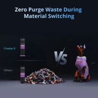 Flashforge Creator 5 Zero Purge Waste impressão multicolor limpa
